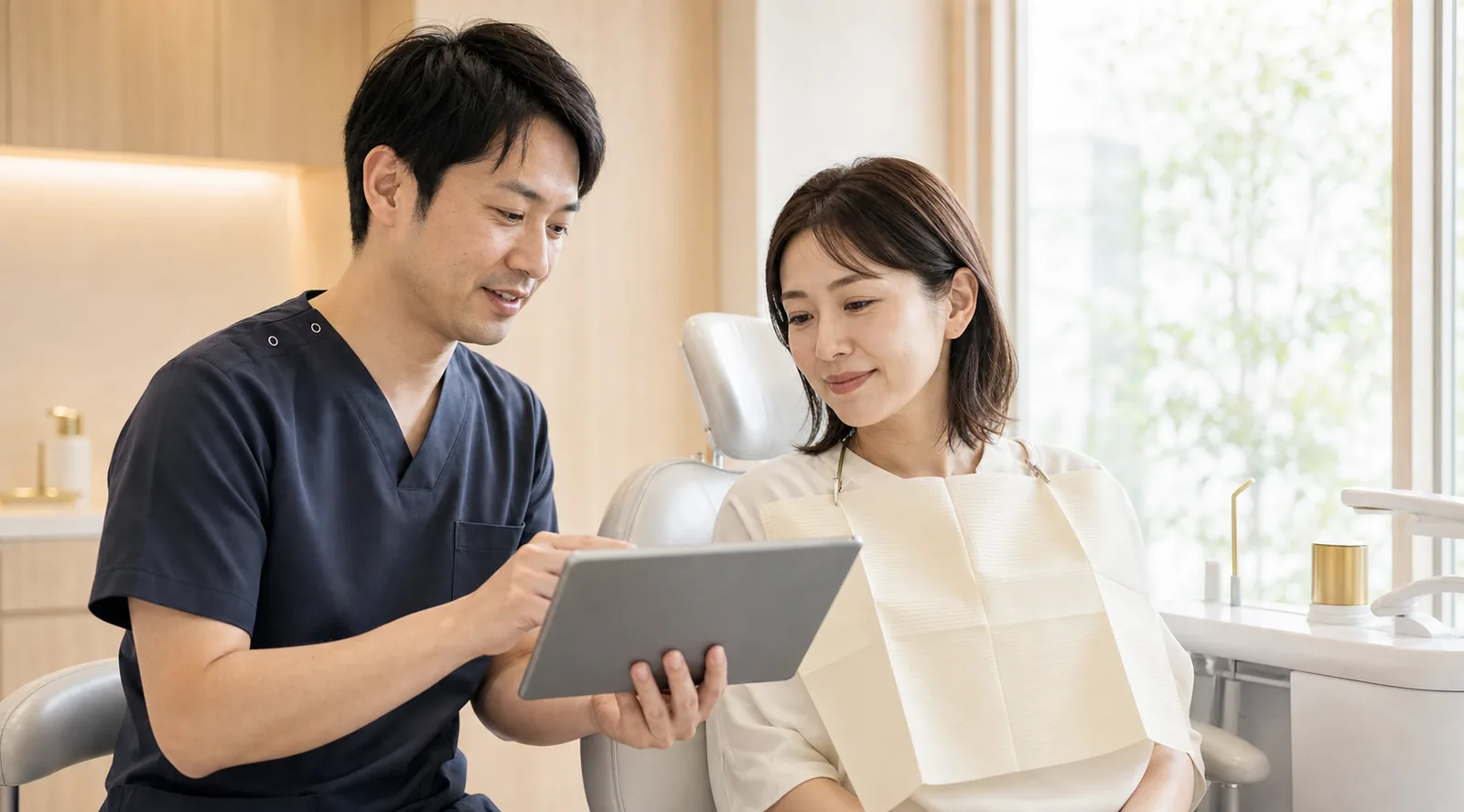 タブレットを使った治療説明（写真はイメージ）